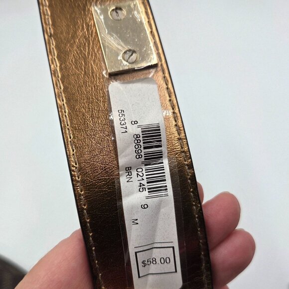 Michael Kors Belt Womens Medium Brown MK Logo Python Print Adjustable Slide NEW - Picture 8 of 10